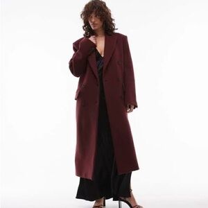 Arket Burgundy Double Breasted Wool Coat - NWT